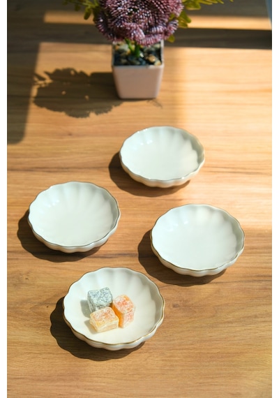Kütahya Porselen Bone Luz Kase Altın File 4 Parça 8cm Bnlzf08kss220 Ekru
