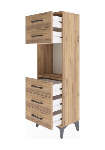 Arges Dolap Tek Raflı 5 Çekmeceli 44x30x134 Çam-çam Atlas Çam