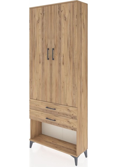 Arges Dolap 3 Raflı 2 Çekmeceli 2 Kapaklı 88x30x221 Çam-çam Çam