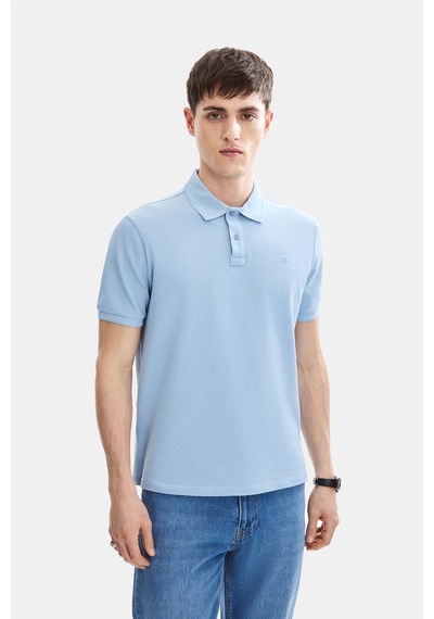 Backandbond Mavi Regular Fit Örme Polo Yaka Tişört