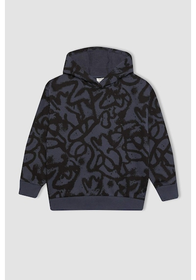 DeFacto Erkek Çocuk Oversize Geniş Kalıp Desenli Kapüşonlu Sweatshirt C0355A823CWAR153 DeFacto Erkek Çocuk Oversize Geniş Kalıp Desenli Kapüşonlu Sweatshirt C0355A823CWAR153