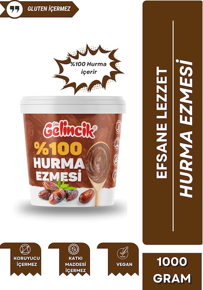 Katkısız Doğal %100 Sade Hurma Ezmesi %100 Hurma Dolgusu 1000gr Hurma Püresi 1 Kg