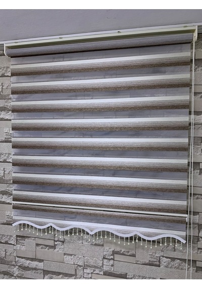 Kahve Krem Geçişli Zebra Perde Tüm Ölçülerde