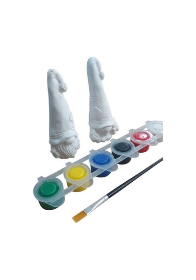Ehobici Taş Boyama Seti Gnome Cüceler 6 Renk Akrilik Boya 5ml + Fırça