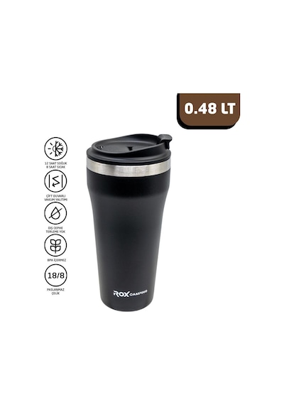 Rox Camping 0190 Kahve Termosu 0.48 Lt - Siyah Siyah