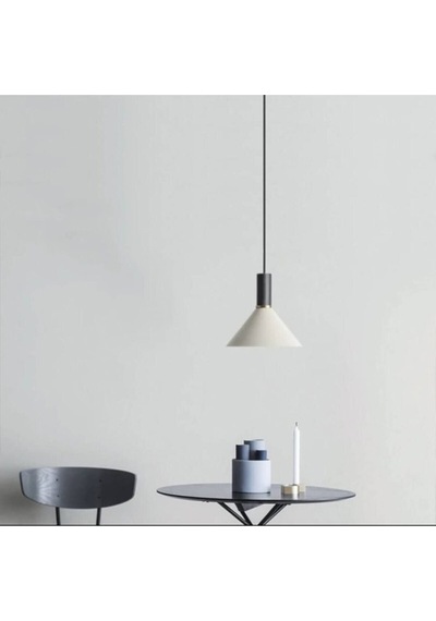 Rsylight Retro Beyaz/Siyah Metal Dekoratif Tekli Sarkıt Avize