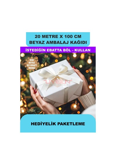 100 Cm X 20 Metre Bobin Beyaz Ambalaj Kağıdı Çift Yönlü, Ev Eşyası, Çeyiz, Hediye, Ürün Paketleme 20 Adet