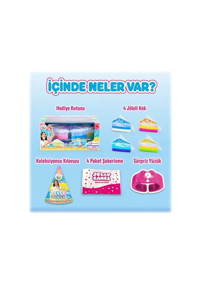 Jelly Cakes 4'lü Paket Seti Squishy 3 Katmanlı Sıkmalık Sürpriz Yüzüklü Pasta Dilimli Duyusal Slime Çok  Renkli