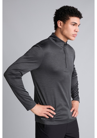 Defacto Slim Fit Dik Yaka Çabuk Kuruyan Nefes Alabilen Esnek Kumaş Fermuarlı Sporcu Uzun Kollu Body E9358ax26auar160 Antrasit-ar160