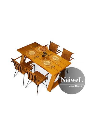 Neiwel Garden Mare Doğal Ahşap Bahçe Yemek Masası-70-140 Açık Ceviz