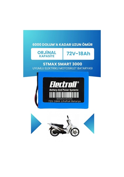 Stmax Smart 3000 Batarya Standart Kapasite Lifepo4 72v 18ah Elektrikli Motosiklet Bataryası