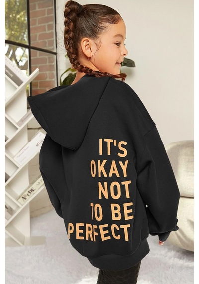 Çocuk It's Okay Baskılı Sweatshirt Siyah