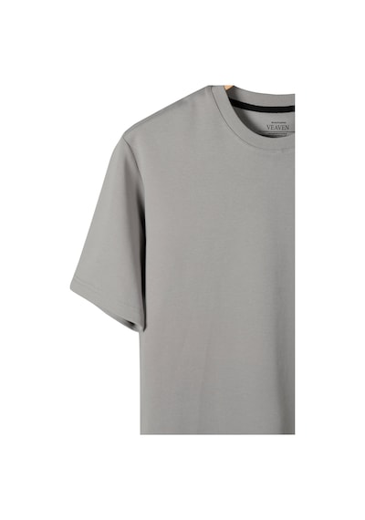 Gri Oversize Bisiklet Yaka T-shirt Gri