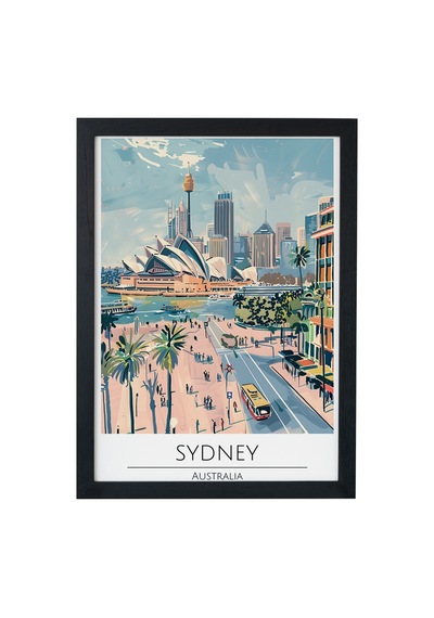 Sydney Ahşap Çerçeveli Dekoratif Duvar Tablosu Siyah