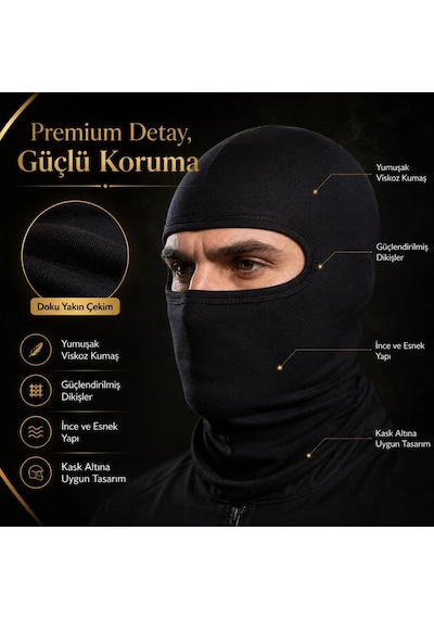 Unisex Düz Siyah Balaklava 1 Adet Tek Beden Viskoz Kask İçi Motosiklet Outdoor Maske 1 Siyah