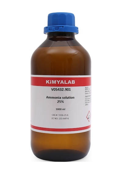 Amonyak Amonyum Hidroksit %25 Ammonium Hydroxide Cam Şişe 1 L