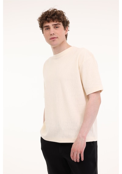 Lee Relaxed Fit Dokulu Kum Beyaz Erkek Kısa Kol T-shirt 000000000102265460 Beyaz