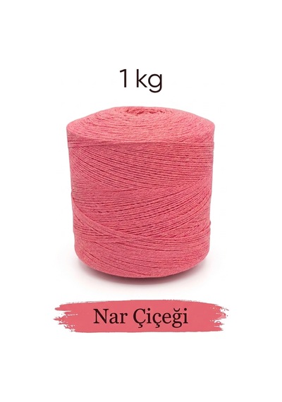 1 Kg Pamuklu El Örgü İpi Runner İpi- Amigurumi Koton İp Punch İpi Motif Nar Çiçeği Renk