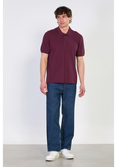 Barrels And Oıl Erkek Polo Yaka Pike T-shirt - Vişne Vişne