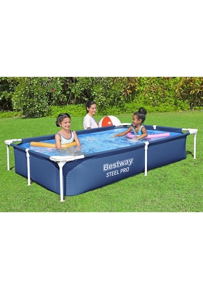 Bestway Bestway 56401 Steel Pro Yer Üstü Prefabrik Dikdörtgen Havuz 2,21 M X 1,50 M X 43 Cm