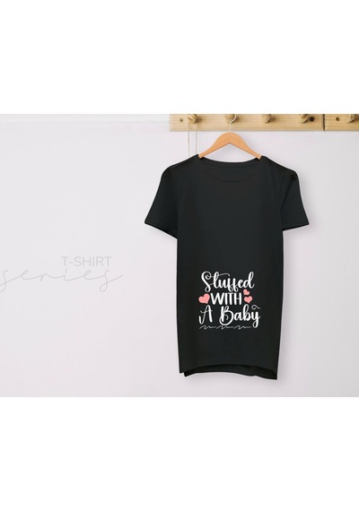 Bk Gift Espri Tasarımlı Siyah Hamile Tişörtü, Hamileye Hediye, Yeni Anne Hediyesi, Arkadaşa Hediye-15 001