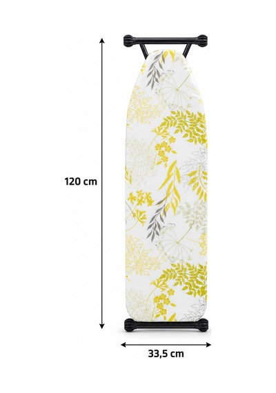 Porsima 10089 Katlanabilir Ütü Masası 33x110 Cm - Kapı Arkası Askı Aparatlı, Yükseklik Ayarlı, Buhar Geçirgen Perfore Tablalı Ütü Masası Beyaz / Sarı