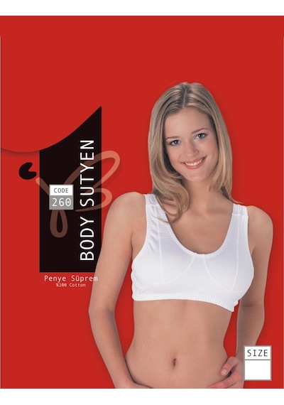 Güneri Underwear Beyaz Kalın Askılı Body Sütyen % 100 Pamuklu 3lü Paket 260-3b Beyaz