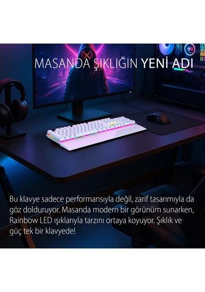 Ikg-456 Mekanik Klavye Blue Switch, 19 Rainbow Led, Full Anti-ghosting, Mıknatıslı Bilek Desteği