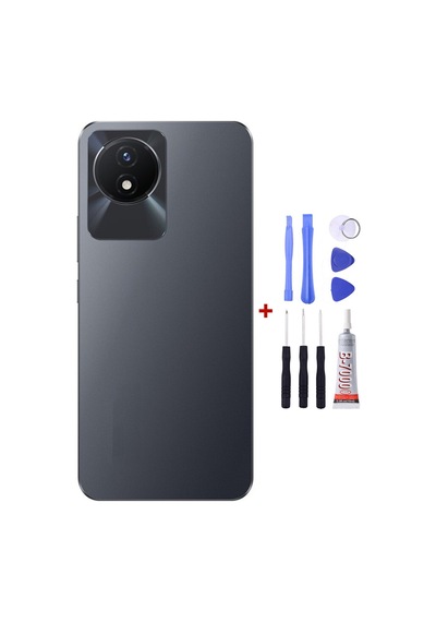 Vivo Y11 2023 Siyah Arka Cam Kapak Pil Kapağı Tamir Set B7000 Set Siyah