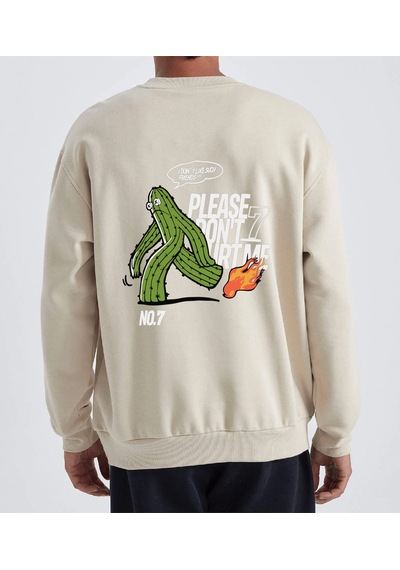 Unisex Oversize No7 Sweatshirt Taş