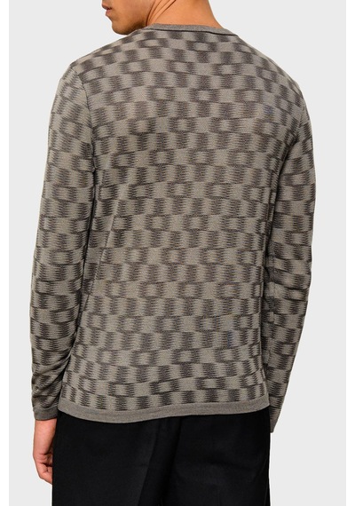 Emporio Armani Saf Yün Yuvarlak Yaka Kazak Erkek Kazak Em006276 Af29848 F8035 Koyu Gri