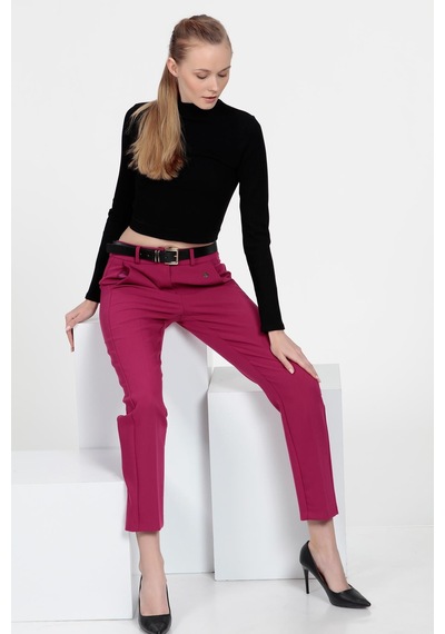 Cepli Cigarette Fit Pantolon Fuşya