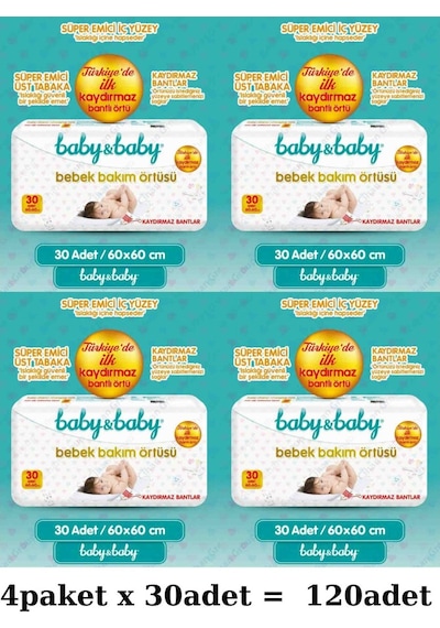 Baby&Baby Bebek Bakım Örtüsü 4 Paket x 30 Adet 120 Adet