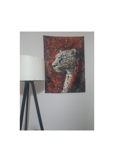 Etnik Kilim Ve Leopar Desenli Tasarım Duvar Halısı
