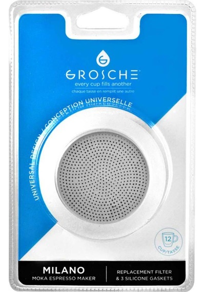 Grosche 12 Cup Moka Pot İçin 3 Adet Silikon Conta Ve Filtre Seti