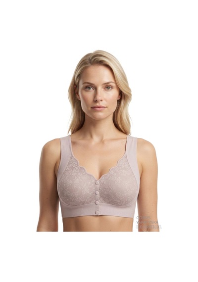 Cottonill Seamless Bra - Lunessa Lazer Kesim Dikişsiz Önden Düğmeli Dantelli Minimizer Kadın Sütyen 3'lü Paket Çok Renkli