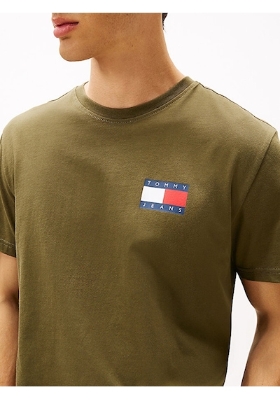 Tommy Hilfiger Tjm Slım Essentıal Flag Tee Ext Erkek Yeşil T-shirt - Dm0dm20740 Yeşil