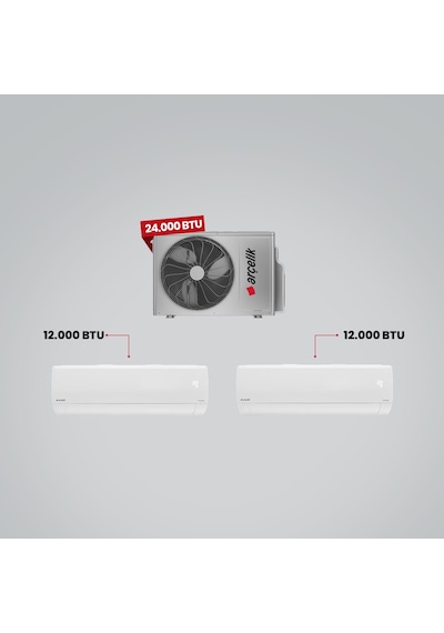 Arçelik 24100 MD Pro Dış Ünite 12.000 Btu Beyaz İç Ünite + 12.000 Btu Beyaz İç Ünite 1+2 Multi Sistem Klima