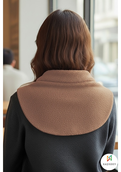 Leiste Kadın Peluş Bolero Omuz Şalı Etol Boyunluk Welsoft Peluş Kışlık Omuz Şalı Boyunluk Kahverengi