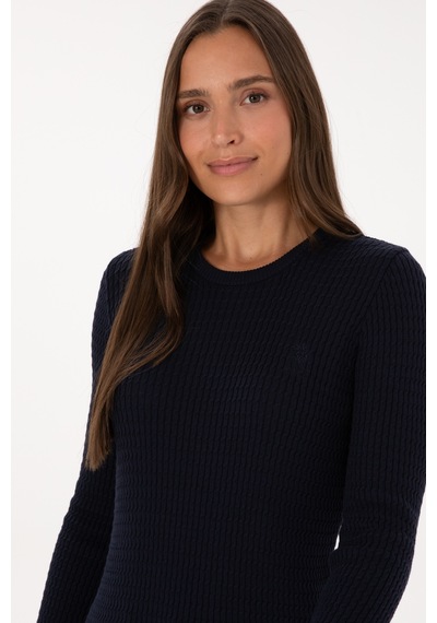 U.S. Polo Assn. Kadın Lacivert Bisiklet Yaka Basic Kazak 50307763-VR033