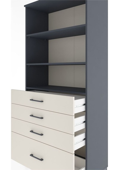 Hyperion Dolap 3 Raflı 4 Çekmeceli 88x44x195 Antrasit-aytaşı Antrasit