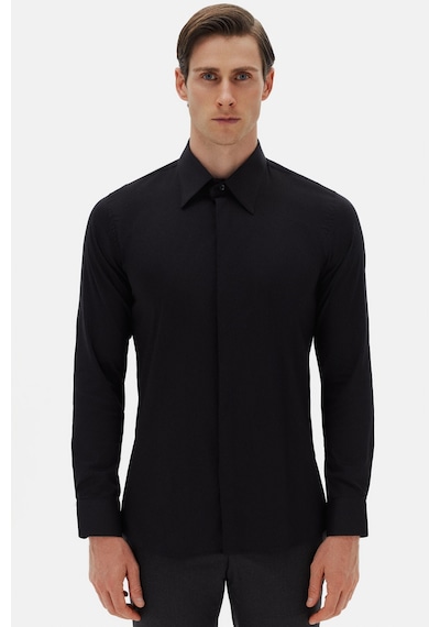 Twn Slim Fit Siyah Düz Gömlek 5ef02ee44343m Çok Renkli