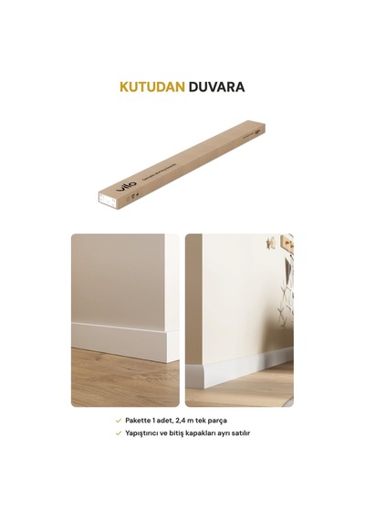 Vilo Sempla 707 Beyaz Pvc Süpürgelik 240cm Kolay Montaj - Suya Ve Çizilmeye Dayanıklı