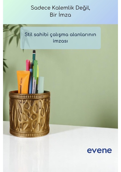 Kalemlik Masa Kalemliği Organizer Kalemlik Altın Eskitme Renk Model 76 Çok Renkli