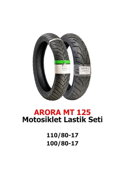 Arora Mt 125 Dubleks Lastik Seti, 110/80-17 Tl Ve 100/80-17 Tl