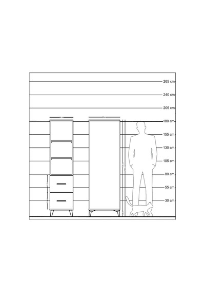 Kronos Dolap 3 Raflı 2 Çekmeceli 44x59x182 Antrasit-aytaşı Antrasit