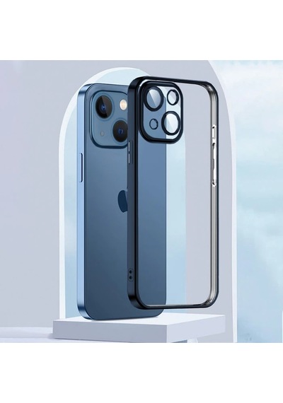 Hepsi Ally Fashion Series iPhone Uyumlu 13 6.1inç Kılıf Renkli Kenar Lazer Çerçeveli Silikon Kılıf- 5775 Najmaddin Mavi