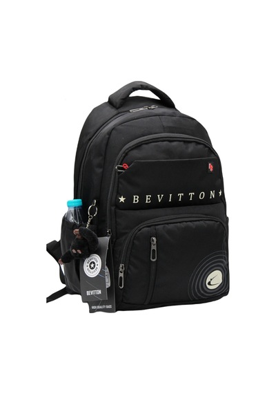 Bevitton Özel Su İtici Kumaş Unisex Siyah Okul Çantası 34400