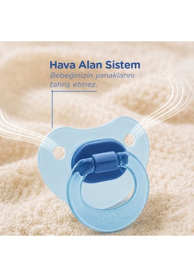 Wee Baby 2 Li Damaklı Silikon Emzik 0-6 Ay Erkek 24'li Paket