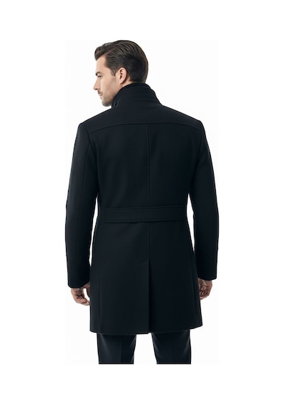 Plus Scorpion Erkek Slim Fit Kaşe Kaban Çıkarılabilir Ribanalı Fermuarlı Yaka, S Xxl Siyah
